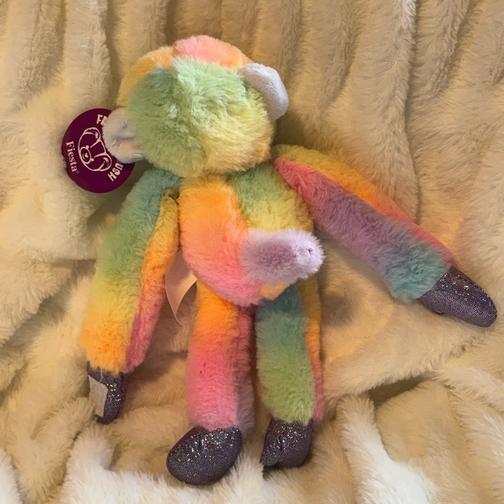 Fiesta Multicolor Plush Monkey with Sparkly Paws - Picture 2 of 3